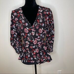 Banana Republic Floral Wrap Around Blouse Top XS